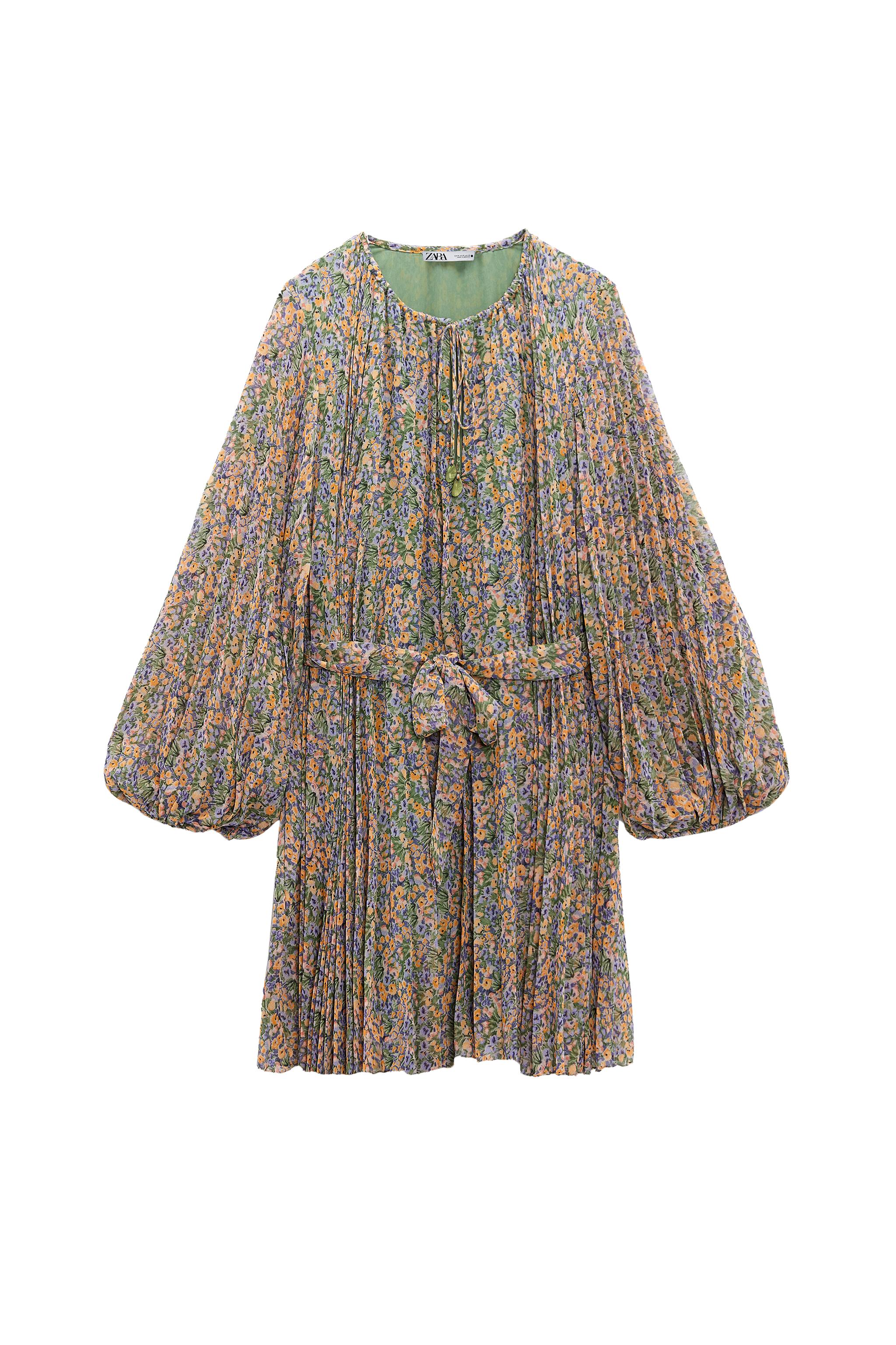 PRINTED PLEATED MINI DRESS Multicolored ZARA United States